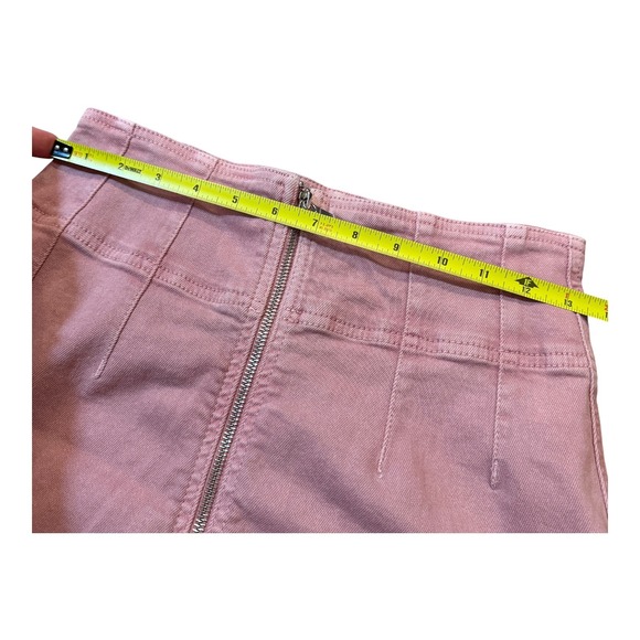 Free People We The Free‎ Pink Denim Mini Skirt Front Zip A Line Womens Size 29 - Picture 3 of 8